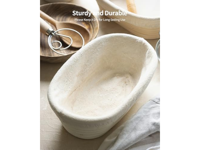 シリコンパン発酵バスケットとラメ 非粘着性 500g 楕円形 リー・バレー ベストブレッド ライザー付き