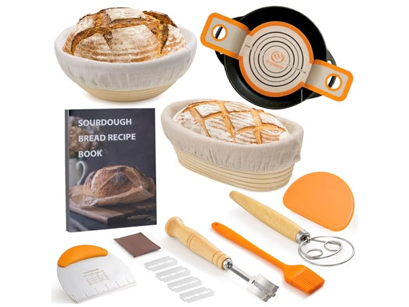 プロフェッショナル楕円パン発酵ライナーセット プレミアムラタンフレーム付き