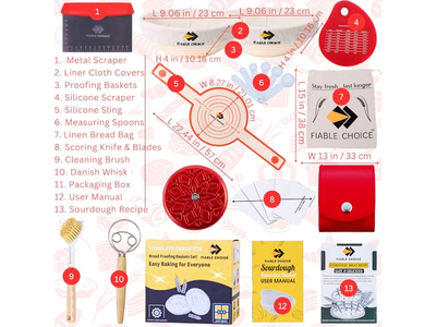 発酵バスケットセット 2個 丸型と楕円形 3ピースパン発酵バスケット 5ピースホットセール